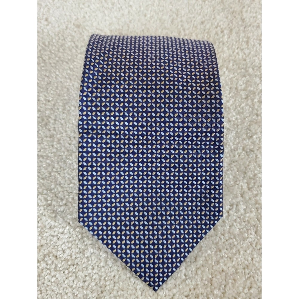 Brooks Brothers Men's Neck Tie Navy Blue Geometric Pattern‎ Silk 58 1/4"